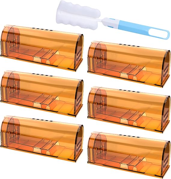 6 Pack Live Mouse Traps No Kill, Humane Mouse Traps Indoor for Home, Reusable Mice Trap Catcher for House & Outdoors