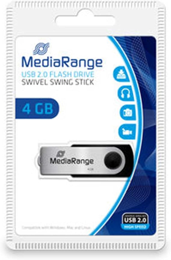 MediaRange MR907 Flexi USB Stick 4GB 15MB/s USB 2.0 black-silver