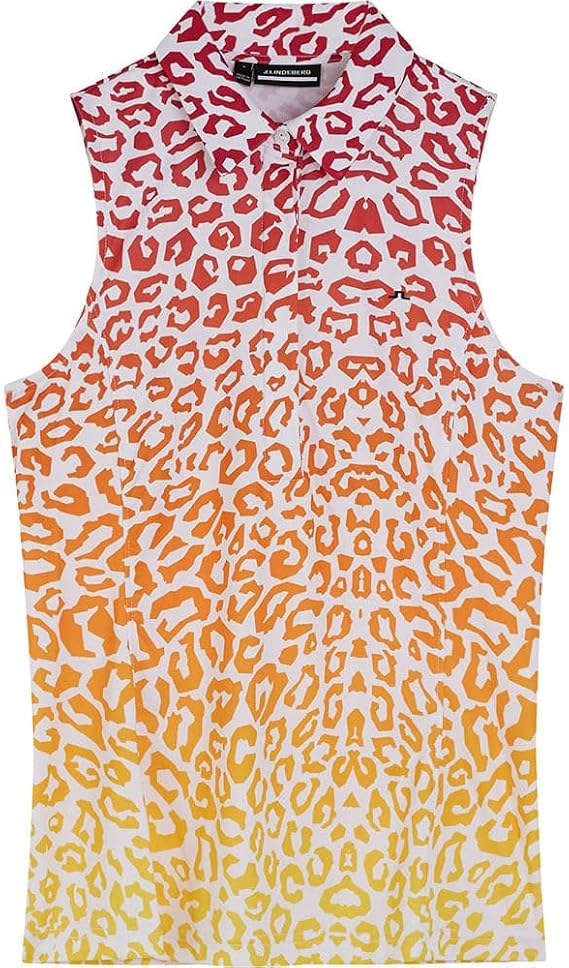 J. Lindeberg Womens Dena Print Sleeveless Golf Top - Leo Reflect Sunset XL