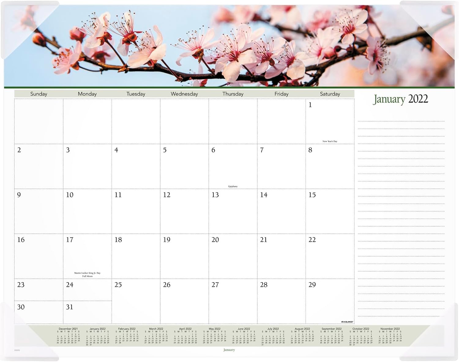 2022 Desk Calendar by AT-A-GLANCE, Monthly Desk Pad, 21-34 x 17, Standard, Panoramic, Floral 89805