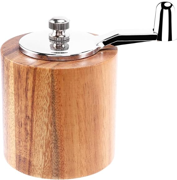 Pepper Mill, Hand Crank Wood Pepper Grinder with Classic Handle and Adjustable Ceramic Rotor