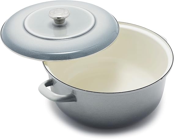 Merten & Storck German Enameled Iron, Round 26 cm/5 Litre Dutch Oven Pot with Lid, Induction, Galaxy Grey with Gradient