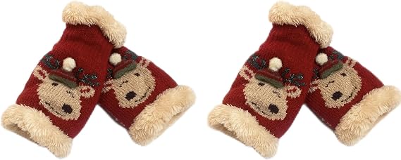 Christmas Gloves Warm Winter Mittens for Holiday Cheer, Festive Knitted Gloves