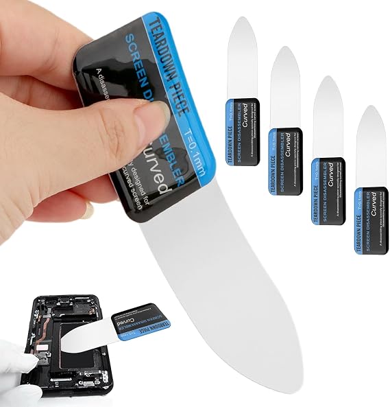 5Pcs Separate Screen Disassembler Pry Tool, Ultra-Thin 0,1mm Professional Stainless Steel Flat Curved Spudger Pry Blade Repair Opening Tool for Open All Kinds of Screen Tablet PC