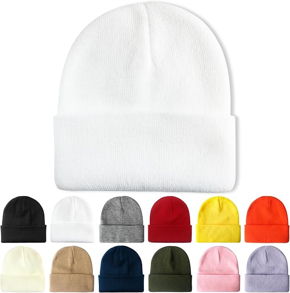 PFFY Beanie for Men Women Unisex Knit Cuffed Winter Beanies Hats Skull Cap | Double-Layer Soft Warm Watch Cap, Cuffed Plain Skull Knit Hat,Essential Gear for Outdoor, Sports, Hiking, Jogging, Skiing