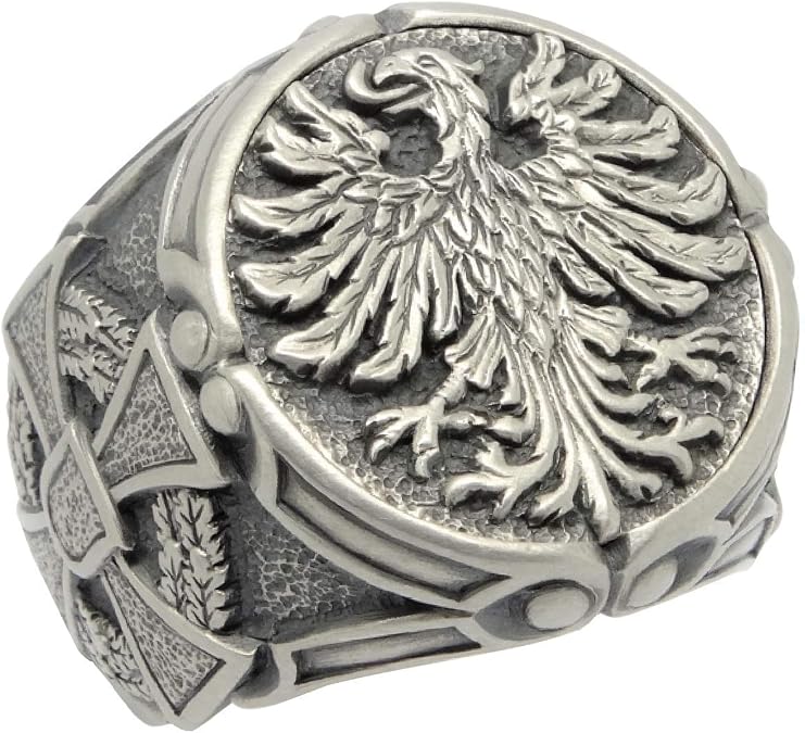 German eagle sterling silver 925 biker cross mens ring