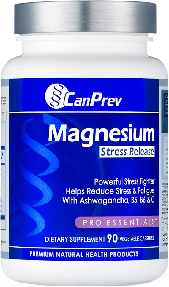 CanPrev Magnesium Glycinate, Ashwagandha, B5, B6 and C, 90 Vegan Caps