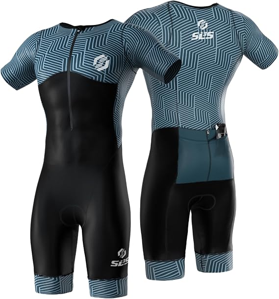SLS3 Triathlon Suits Mens - Aerodynamic Sleeved Mens Tri Suit Lightweight Trisuit with Premium FX Fabrics - 2 Pockets