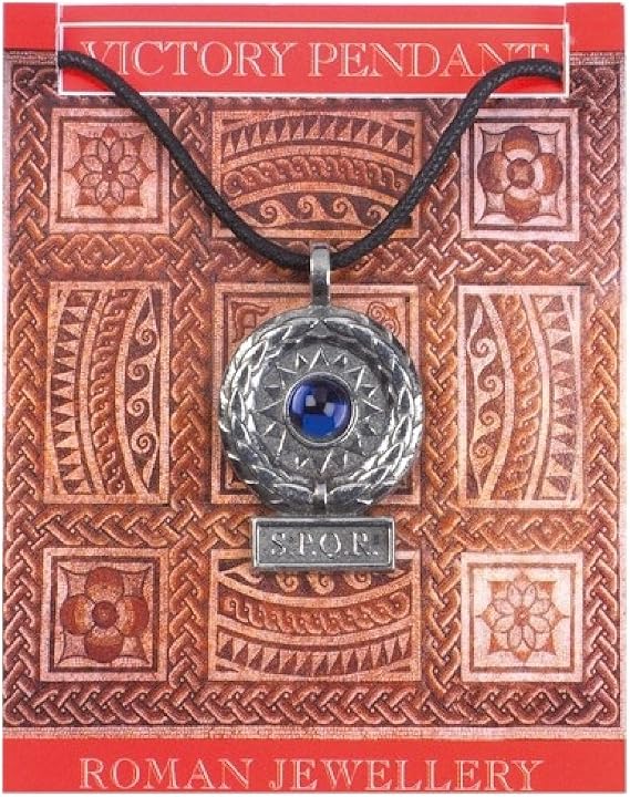 SPQR Roman Victory Pendant Unisex Historical Costume Necklace Silver