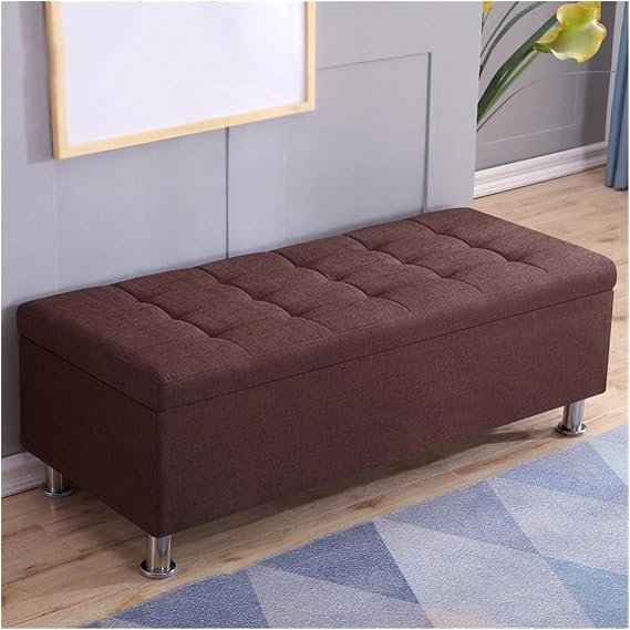 Shoe Rack Bench Rectangular Sofa Stool Shoeshine Stool Bedside Stool Multifunctional Storage Storage Stool Dressing Room Fitting Room Stools Shoe Bench with Cushion Padded Seat(Bru