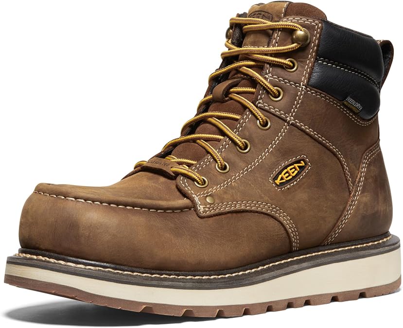 KEEN Utility Men's Cincinnati 6" Composite Toe Waterproof Wedge Work Boots, Belgian/Sandshell, 15 Wide US