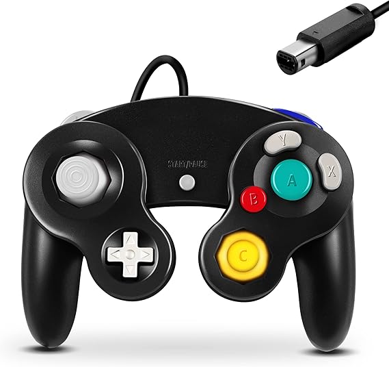 FIOTOK GameCube Controller, Classic Wired Controller Black for Wii Nintendo Gamecube