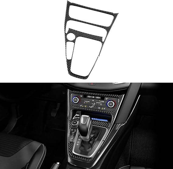 Real Carbon Fiber Central Control Gear Panel Frame Covers - for Ford Focus RS/ST/SE/ECO Boost 2015 2016 2017 2018 Accessories, Durable Anti-Scratch Protective Accessories (Black)
