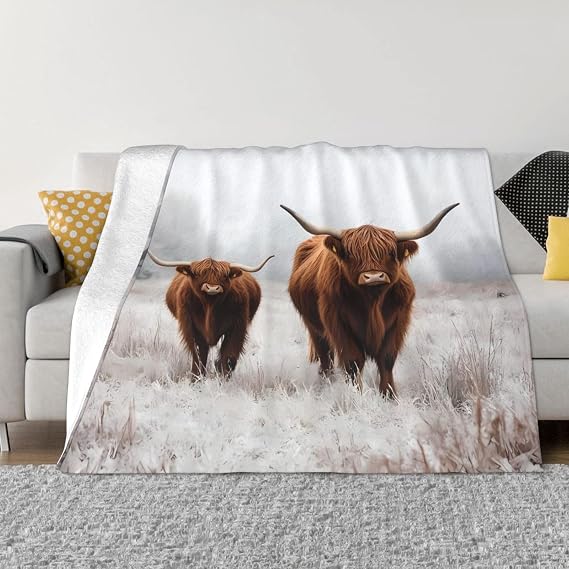 Yak Print Ultra-Soft Micro Fleece Blanket,Lightweight Fleece Throw Blanket for Bed & Couch, Flannel Blanket for Home, Travel, Camping-50 X40