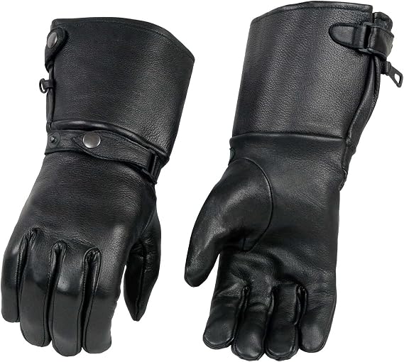Milwaukee Leather SH857 Men's Black Deerskin Thermal Lined Gauntlet Gloves