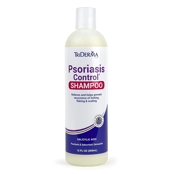TriDerma Psoriasis Control Scalp Exfoliator Shampoo with 3% Salicylic Acid and Rosemary, Salon Quality Shampoo for Psoriasis, Seborrheic Dermatitis, No Coal Tar, Fresh Scent 12 oz