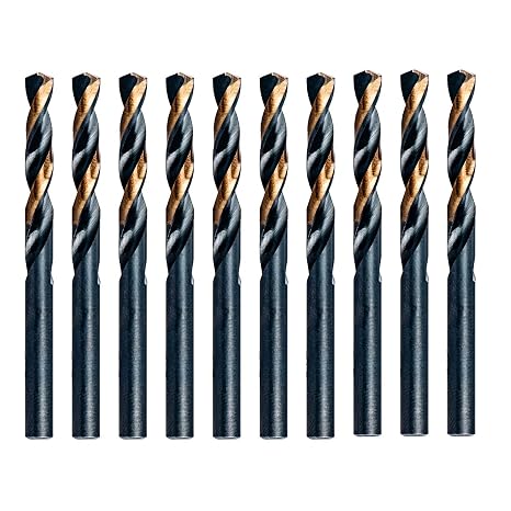 MAXTOOL Letter J 10PCs Identical Screw Machine Drill Bits HSS M2 Stub Short Drills Fully Ground Black & Bronze Straight Shank; SML02H10RJ10