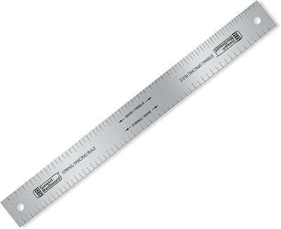 StewMac String Spacing Rule Laser-Etched Stainless Steel Tool for Pro Nut & Bridge Layout, Proportional String Positioning for Guitars & Basses, Professional Luthier Tool
