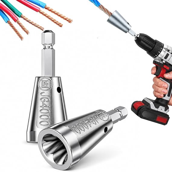 Wire Twister Tool for Drill, 2026 Upgraded 40Cr Steel Wire Connector Twisting Tool with Observation Port, 6 mm Hex Shank for 922 AWG / 1.56 mm2 Wires, 2 Pack