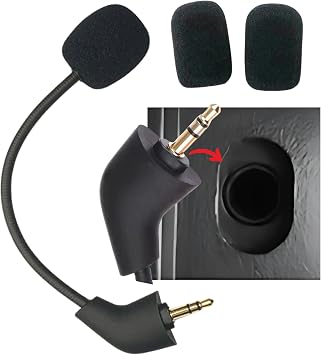 Replacement Mic for HyperX Cloud, Cloud X, Cloud II, Cloud Core, Cloud Pro Silver (New Version After 2021) Noise Cancelling Boom Microphone Compatible with Gaming Consoles, PC, 3.5mm Jack