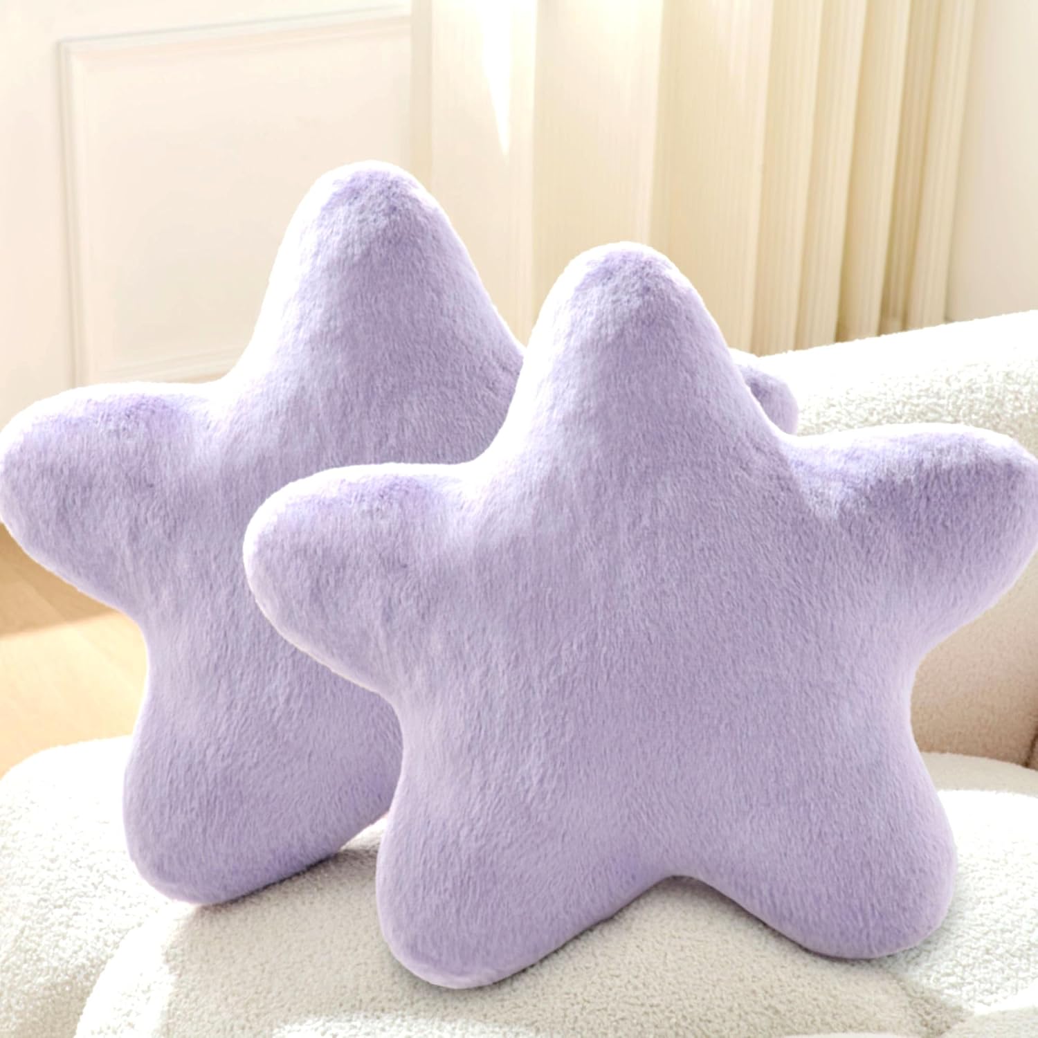 Set of 2 Throw Pillows Star Pillow Couch Pillows Decorative Pillows Bed Pillows Cute Pillows,Purple 19"