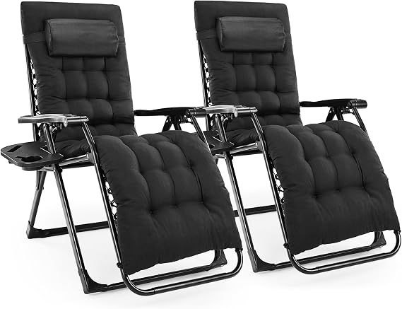 NEWBULIG Zero Gravity Chairs Set of 2 with Cup Holder Trays