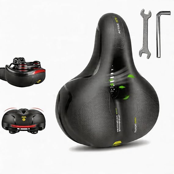 Oversized Comfortable Bike Seat, Bike Saddle, Bicycle Seat Cushion | Shock-Absorbing and Breathable, Waterproof&Comfortable Saddle Replacement for Exercise/Stationary/Ebike/Cruiser/City Bikes