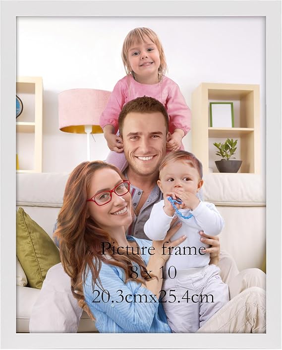 Giftgarden White 8x10 Photo Frame, Sleek Design Picture Frames 10x8 Versatile Tabletop or Wall Displays - Single