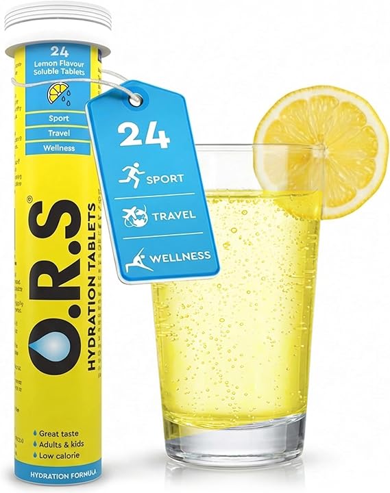 O.R.S Hydration Tablets - Lemon, Pack of 1 | Winter Electrolytes for Dehydration, Sports & Travel Recovery Drinks | Oral Rehydration Salts for Electrolyte Replacement | Vegan, Gluten-Free, Low Calorie
