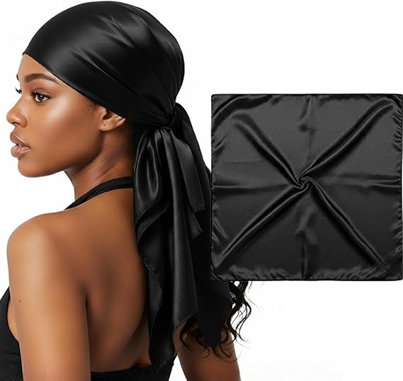 100% Mulberry Silk Head Scarf Large 36" - 19 Momme Women's Hair Wrap for Sleeping, Reduce Frizz & Damage, Natural Soft Silk
