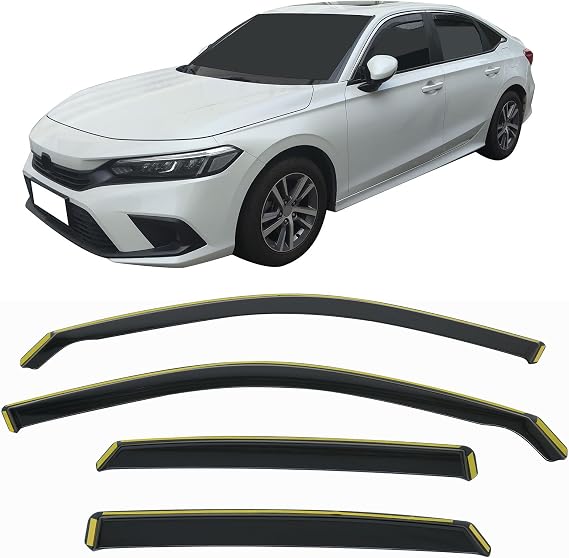 Fit 2022-2026 Honda Civic Sedan 4-Door in Channel Window Visors Black 4PCS