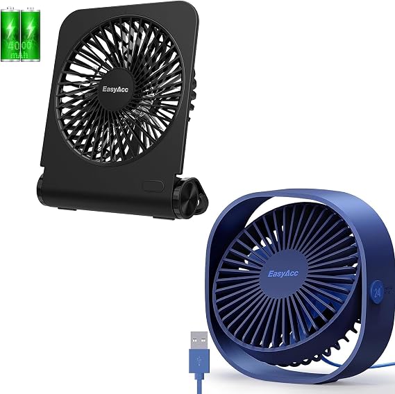 EasyAcc USB Desk Fan + 4000 mAh Small Travel Fan