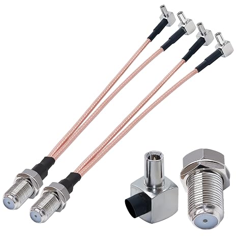 TUOLNK 2PCS RG316 Type F to TS9 Coax Cable, Right Angle Dual TS9 Male to F Type Female Splitter Cable, 6inch (15cm) F Type TS9 Coaxial Cable for WLAN, Antenna Extension