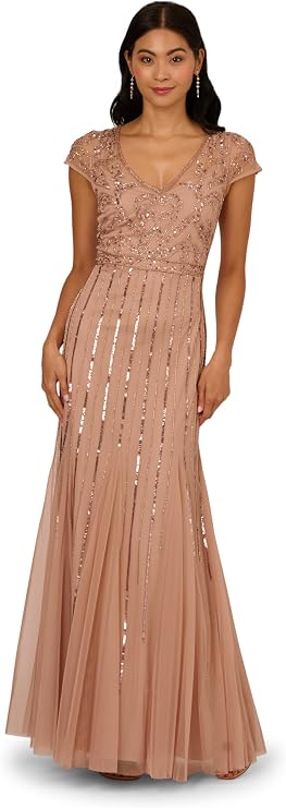 Adrianna Papell Women's Beaded Long Dress