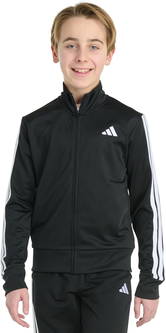 adidas Big Kid 3-Stripe Zip Front Iconic Tricot Jacket