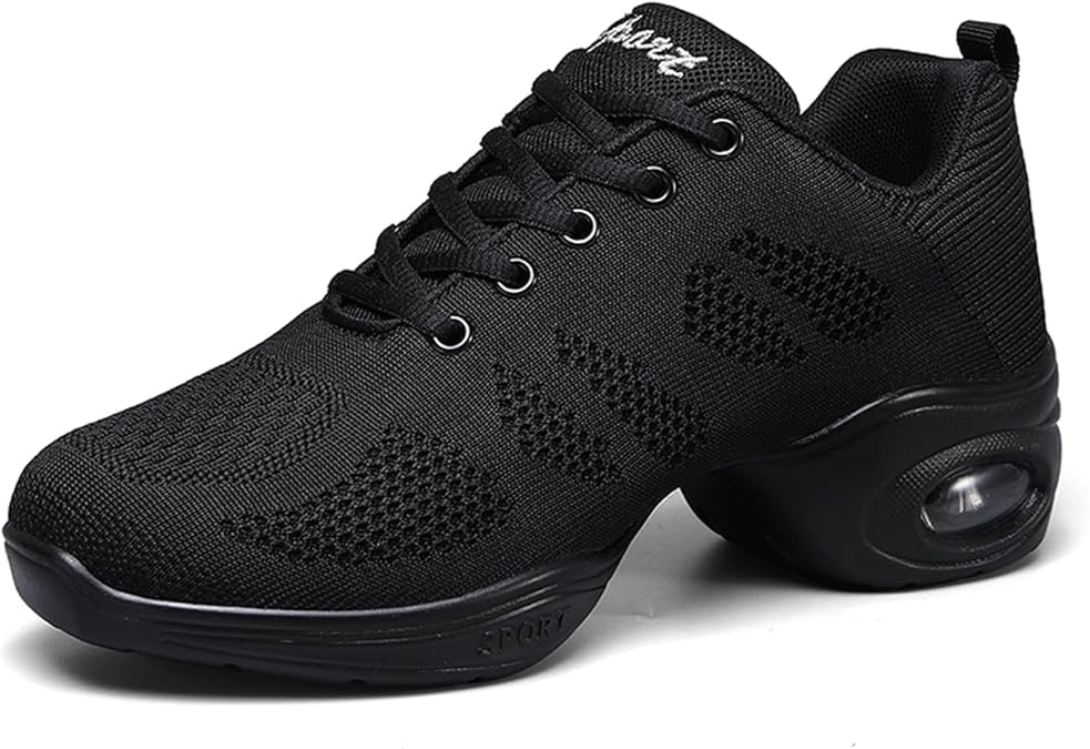 Dance Shoes for Women Jazz Shoes Split Sole Dance Sneakers Lace-up Air Cushion Jazz Sneakers Breathable Modern Dance Shoes Platform Walking Dance Shoe