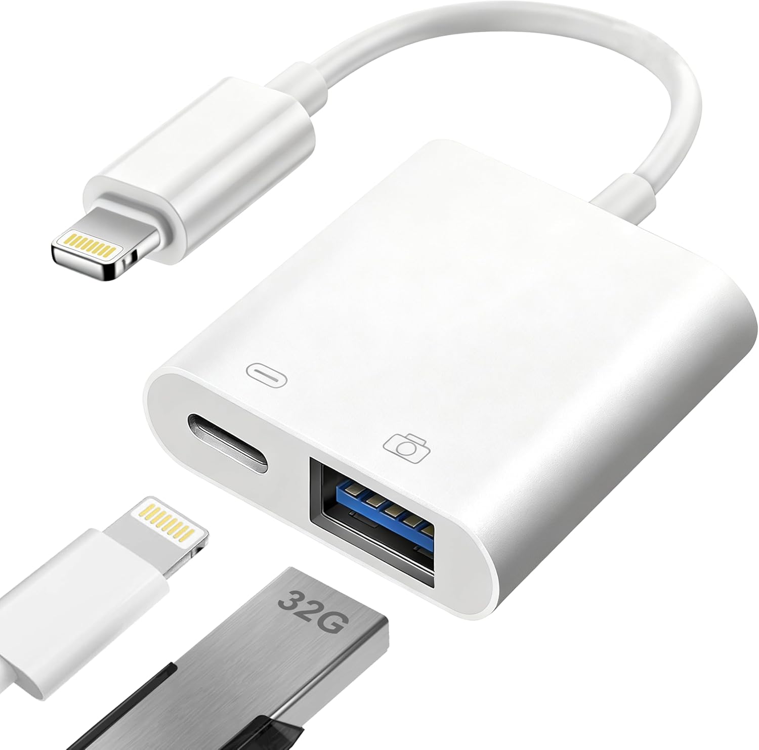 iPhone to USB OTG Adapter[Apple MFi Certified], Lightning Male to USB Female Adapter OTG and Charger Cable, OTG Converter Supports Flash Drive, Card Reader, Mouse, Keyboard, MIDI, Game Controller