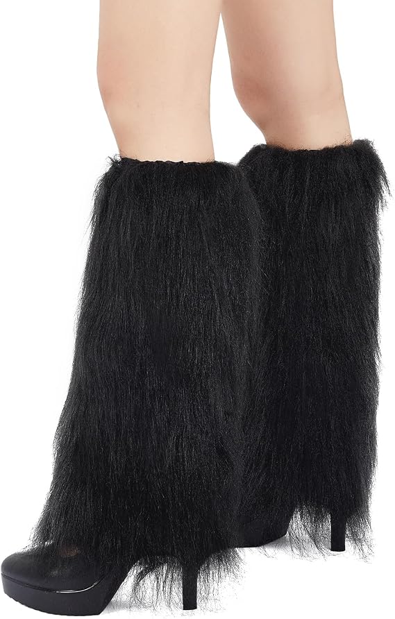Fur Leg Warmers For Women furry leg warmers fuzzy Long Boot Cuff Covers Costumes Halloween Accessories