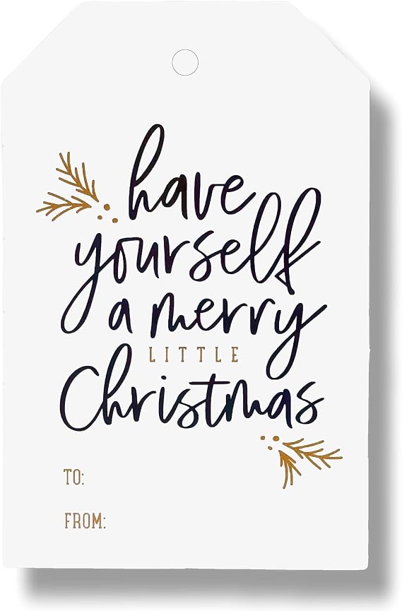50 Pack Christmas Gift Tags with String Attached, Black and White Gift Tags for Christmas Presents, Personalized Holiday Xmas to from Gift Name Tags (3"X2")