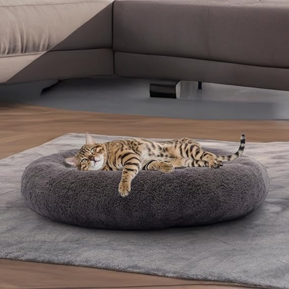 PUGALO Plush Cat and Dog Bed White Color, Pugalo Economical Cat Bed Anthracite