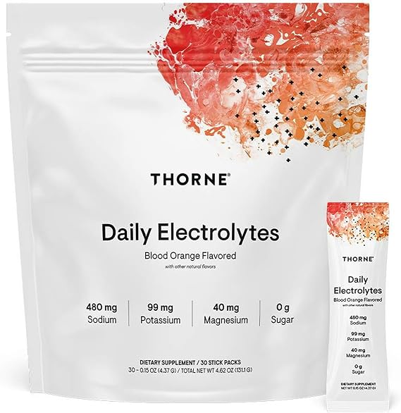 THORNE Daily Electrolytes, Electrolyte Powder Drink Mix, 30 Stick Packs | Zero Sugar & Low-Calorie Formula, Flavors Derived from Natural Sources, Blood Orange, NSF Certified for Sport