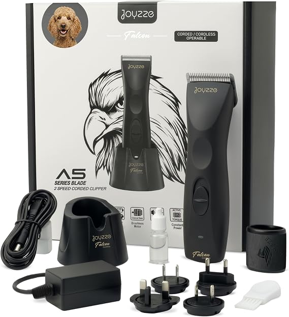 Falcon 2 Speed Cordless Dog Clippers - Professional Grooming, Black