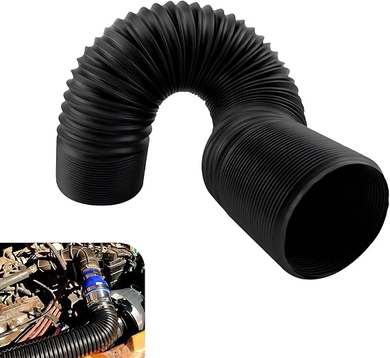 Pack-1 Car Modified Turbine Intake Pipe, 2.99 "/76 mm Air Guide Flexible Retractable Waterproof Hose, Vehicle Feed Pipe Replacement Parts, Universal for Most Cars Accessories (Black)