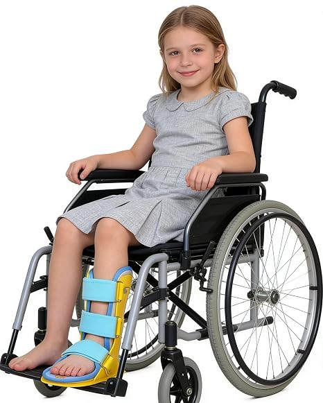 Pediatric Ankle Foot Orthosis Brace Adjustable AFO Splint with Straps for Kids Child Drop Foot Support Brace (Small, Right foot)