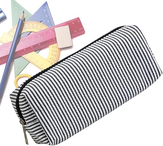 Pencil Case,Seersucker Pencil Pouch Stationery Case | Portable Organizer School Supplies for Brushes Makeup Purse Daily Classroom Art Class Office Work Desk Home Birthday Preschool