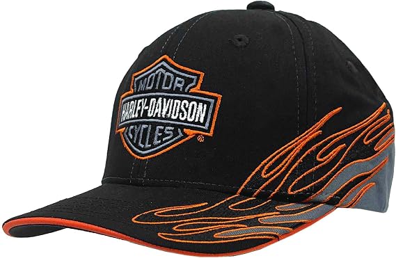 Harley-Davidson Men's Fiery Bar & Shield Logo Adjustable Baseball Cap, Black