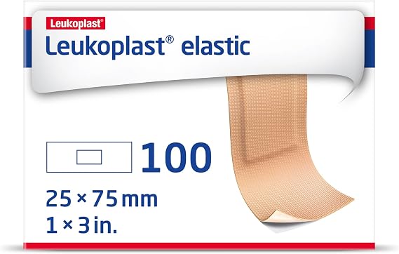 Leukoplast Elastic Fabric Adhesive Bandages, Strip, 1 x 3 in., Box of 100