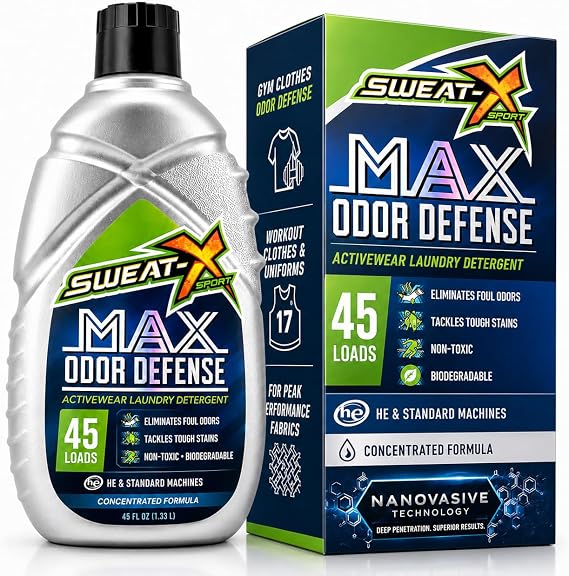 SWEATX Max Odor Defense Sport Laundry Detergent Liquid, 45 Loads