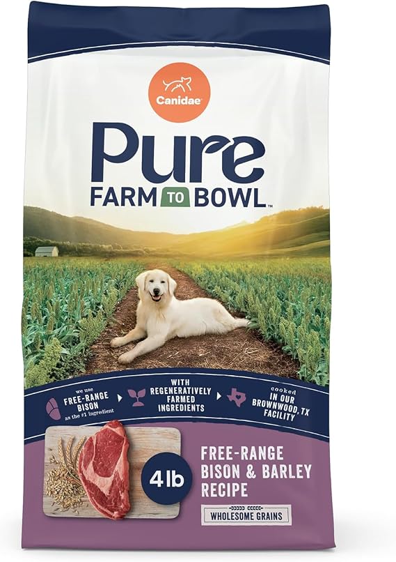 Canidae Pure Farm to Bowl Dog Food, Free-Range Bison & Barley, 4 lb