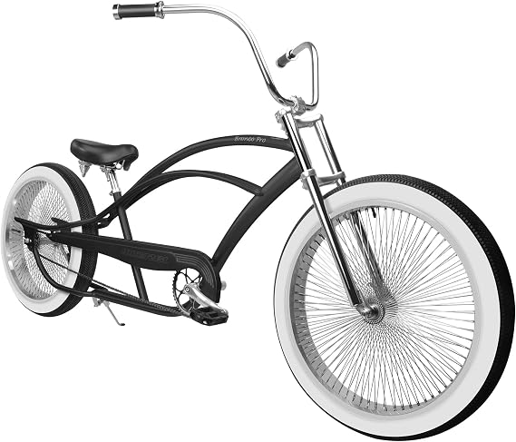MICARGI Bronco PRO 26 Inch Beach Cruiser Bike for Men, Steel Frame,Single Speed, Hi-Rise Handlebar, Three Piece Cranksets,Fat Tire Bike, Mens Bike, Complete Cruiser Bikes
